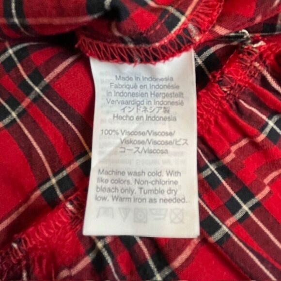 Madewell Studio Ruffle-Hem Top in Clanton Plaid Women's size XXS Red Black - Picture 6 of 8